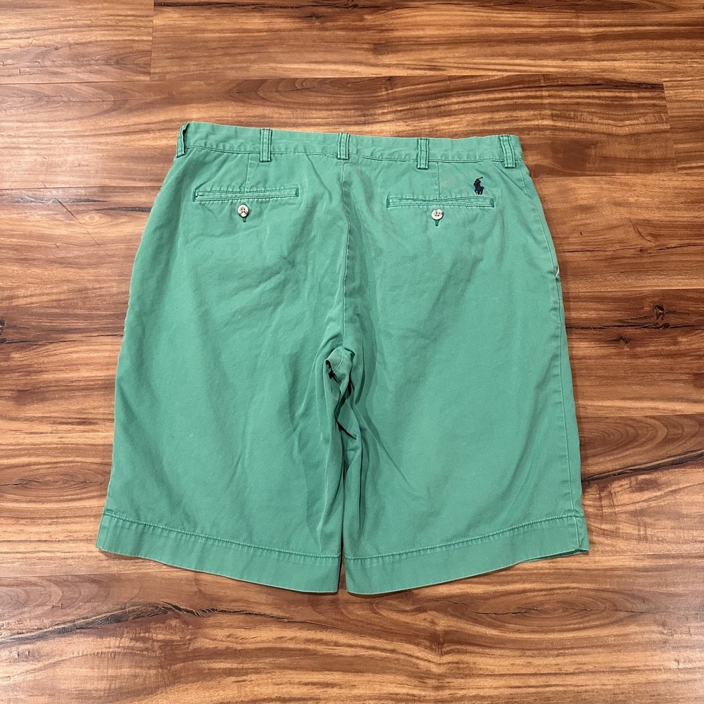 Polo Ralph Lauren Shorts Mens 34 Green Chino 11 Inseam Flat Front Casual Cotton